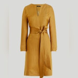 J. Crew Long-Sleeve Linen Blend Dress in Mustard